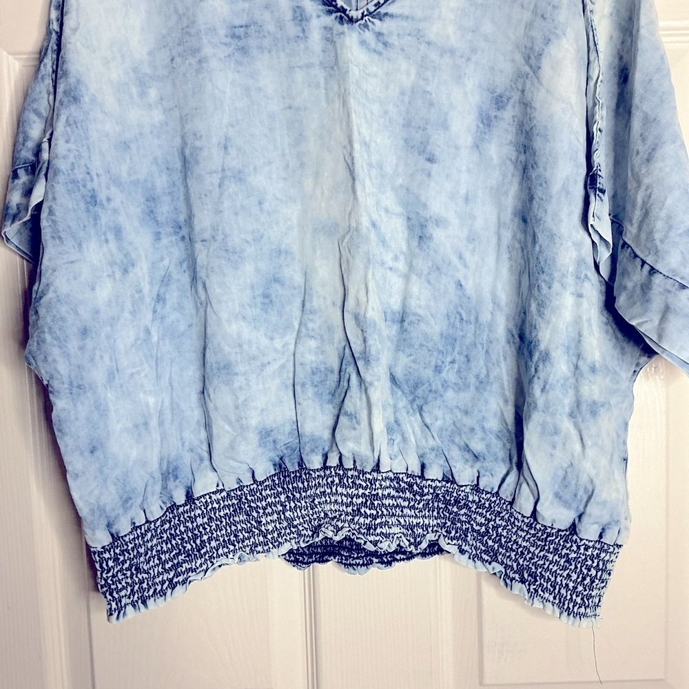 Marc New York Blue Gray Boxy Short Sleeve Blouse - Picture 3 of 8